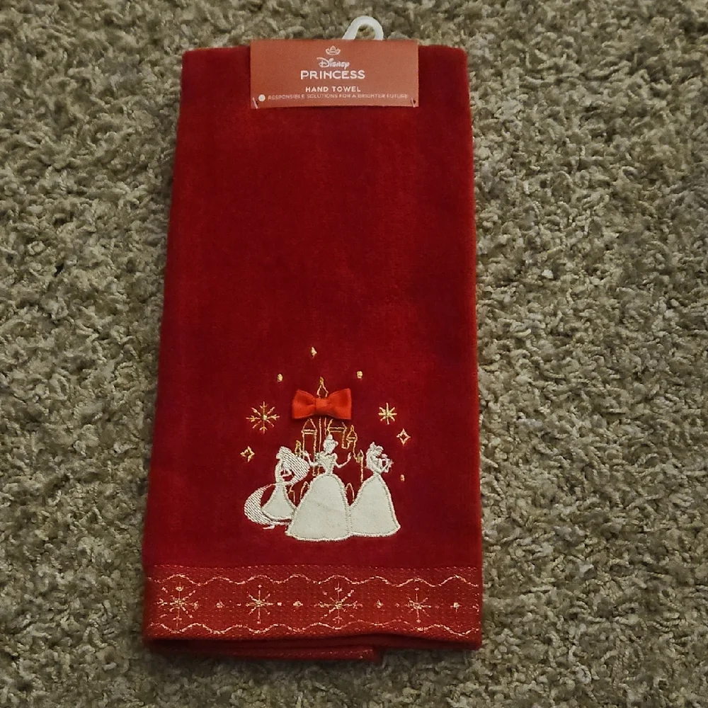 Disney Princess Red Embroidered Hand Towel